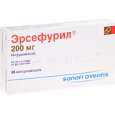 Эрсефурил 200 мг (нифуроксазид) №28 капсул / Диарея, дисбактериоз ...