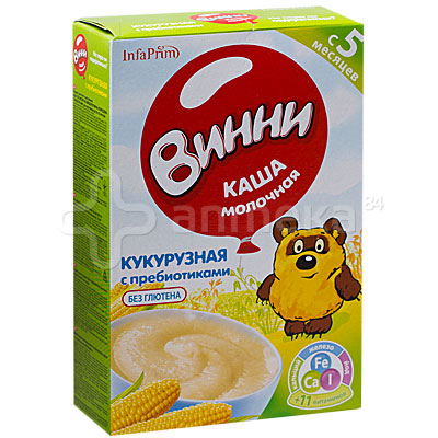 Винни Каша кукурузная молочная 5+ 220г / Молочные каши / Ребенок ...