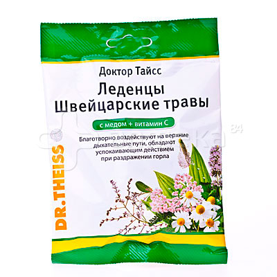 Доктор Тайсс Леденцы швейцарские травы с медом+витамин С 50г ...