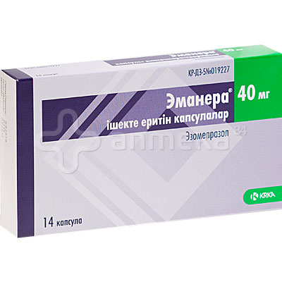 Эманера 40 мг (эзомепразол) №14 капс / Изжога, гастрит, язвенная ...