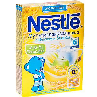 Каша Nestle молочная 250г мультизлаковая с яблоком бананом и бифидобактериями с 6 мес, Nestle (4606272031269)