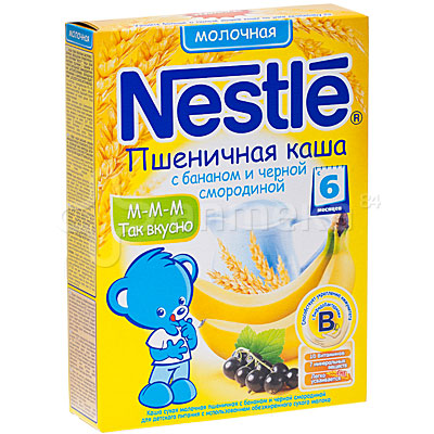 Каша Nestle пшеничная молочная с бананом и черной смородиной 250г кор (4606272031221)