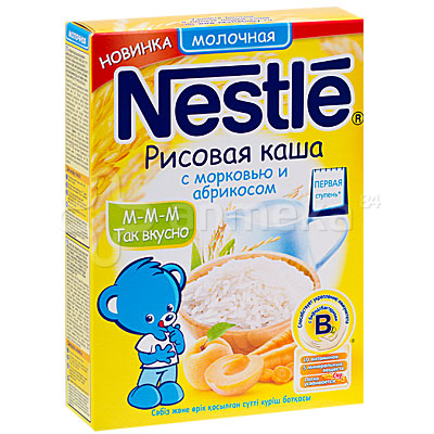 Каша молочная рисовая, морковь, абрикос с бифидобактер 250г (4606272031504)