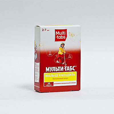 Мульти-Табс Малыш Кальций Плюс №30 таблетки с банановым вкусом с 2 до 7 ...
