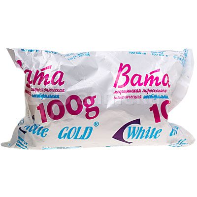 Вата хирургическая гигроскопическая нестерильная White Gold 100г (4780100760030)