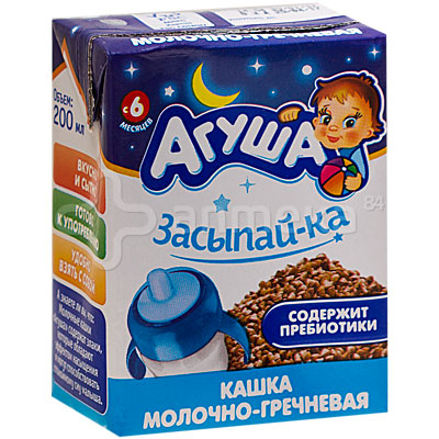 Агуша Каша молочная засыпайка гречка 2,5% с 6 месяцев 200мл / Молочные ...