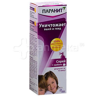 Паранит спрей (изопар/диметикон) 100мл+гребень / Эктопаразиты (вши ...