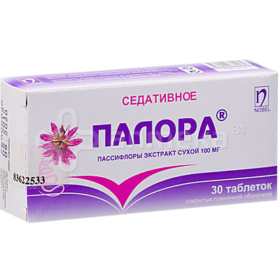 Палора (пассифлора) 100 мг №30 таблетки / Седативные, снотворные ...