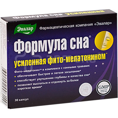 Эвалар Формула сна Усиленная фито-мелатонином 350мг №30 капсулы ...